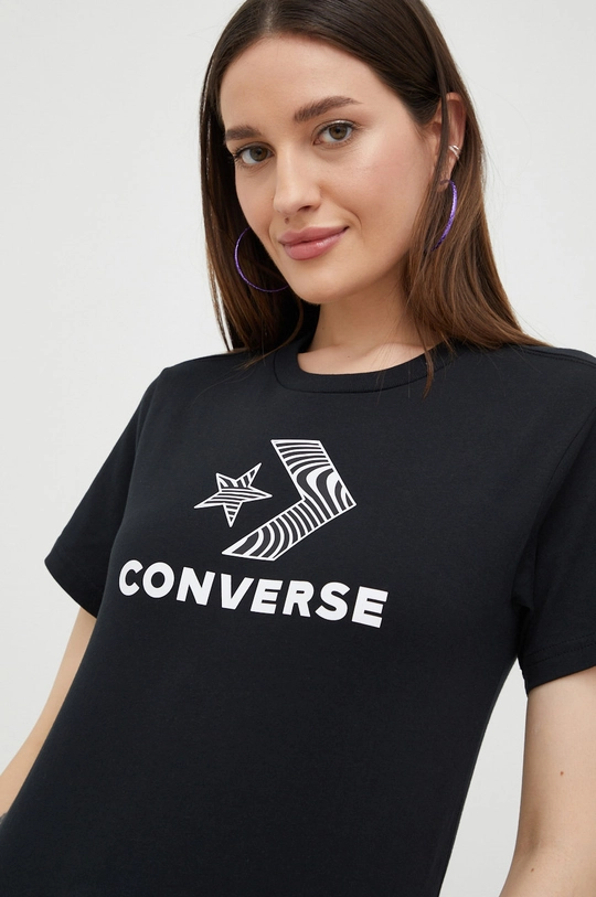 czarny Converse t-shirt bawełniany