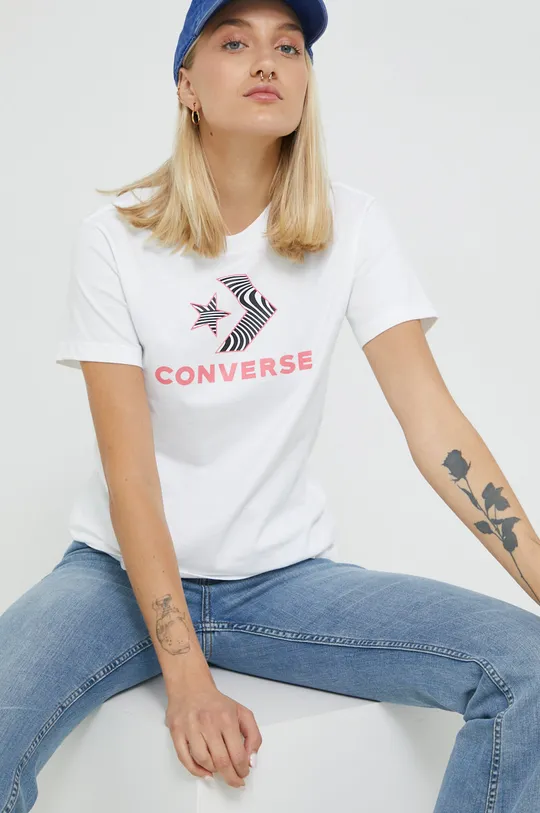 alb Converse tricou din bumbac
