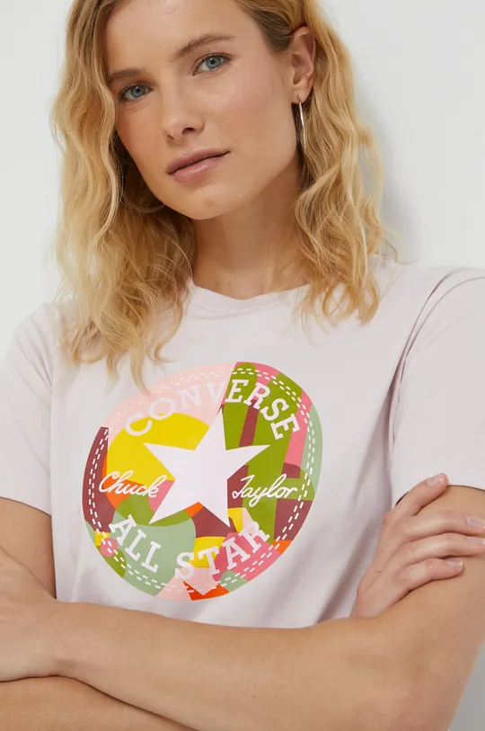 różowy Converse t-shirt bawełniany