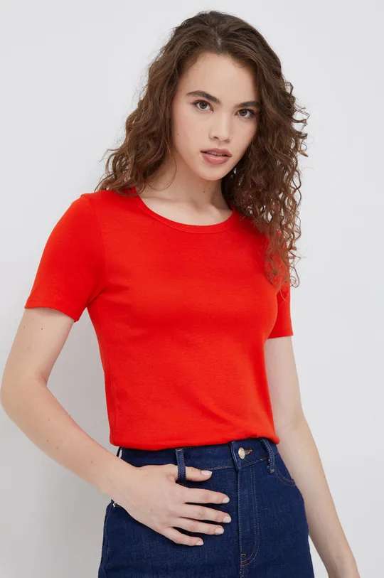 czerwony United Colors of Benetton t-shirt bawełniany Damski