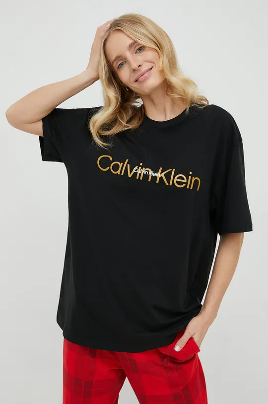 μαύρο Μπλουζάκι πιτζάμας Calvin Klein Underwear Γυναικεία