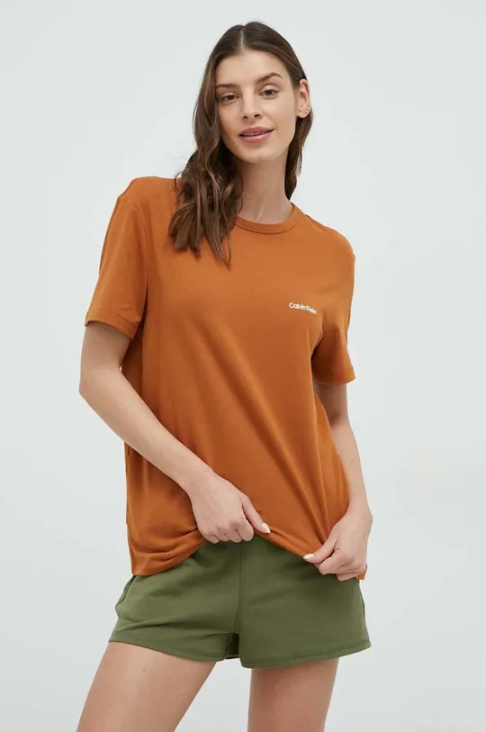 Pyžamové tričko Calvin Klein Underwear hnedá