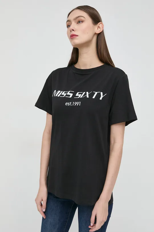 μαύρο Βαμβακερό μπλουζάκι Miss Sixty