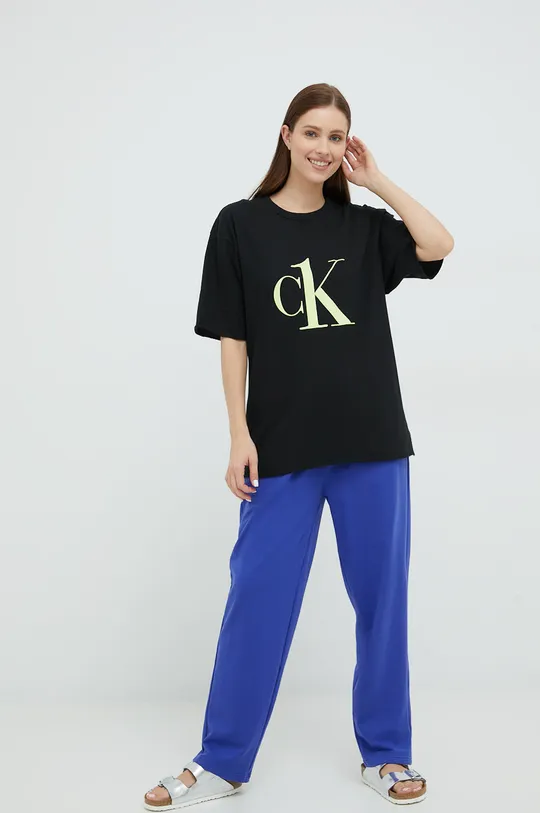 črna Bombažna spalna srajca Calvin Klein Underwear