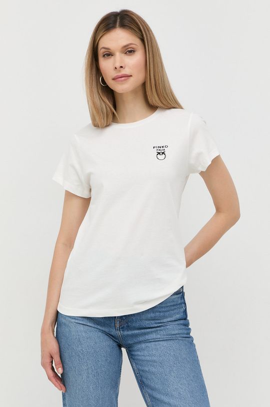 kremowy Pinko t-shirt bawełniany Damski