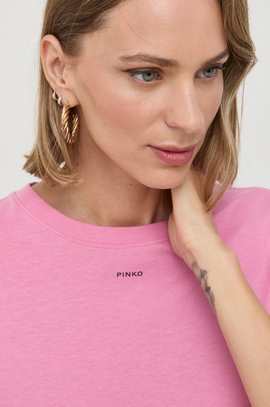 розовый Хлопковая футболка Pinko Женский