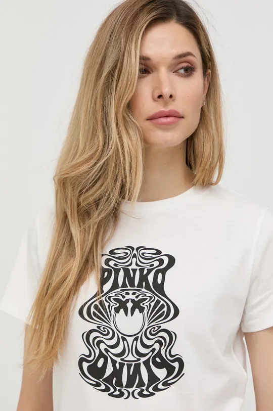 biela Bavlnené tričko Pinko Dámsky