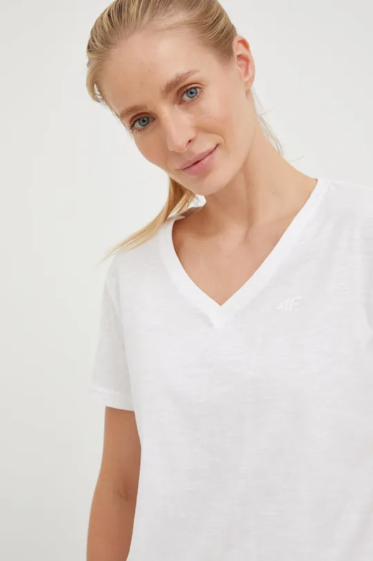 λευκό Βαμβακερό μπλουζάκι 4F Γυναικεία