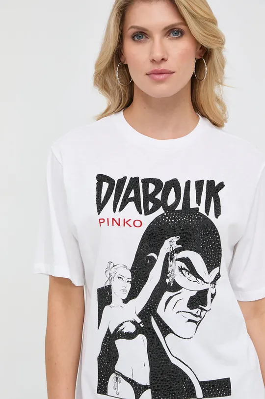λευκό Βαμβακερό μπλουζάκι Pinko