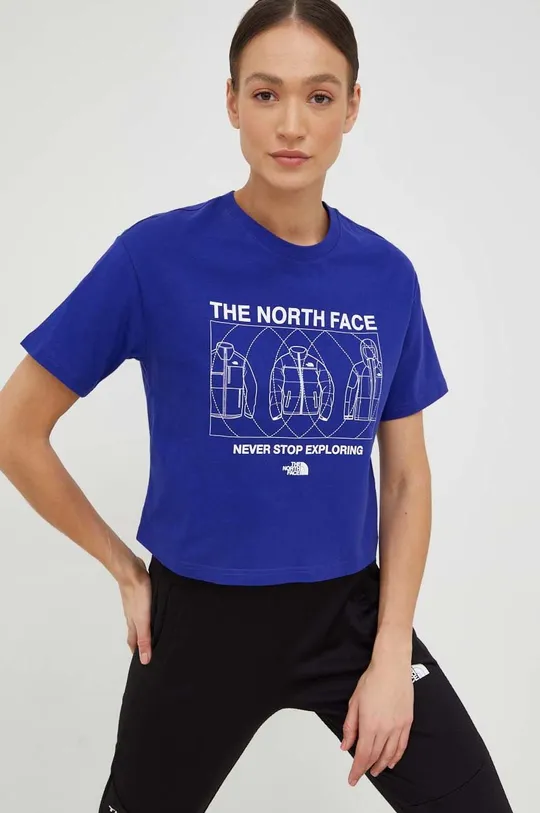 μπλε Βαμβακερό μπλουζάκι The North Face Γυναικεία