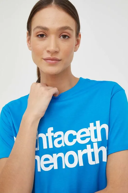 μπλε Βαμβακερό μπλουζάκι The North Face