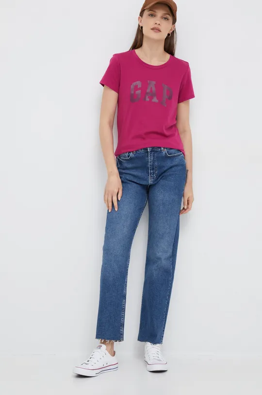 GAP t-shirt bawełniany fioletowy