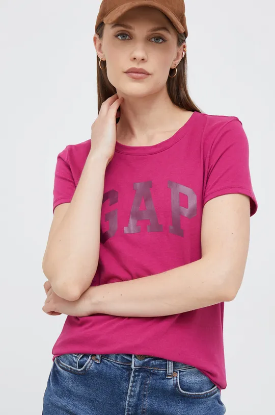 fioletowy GAP t-shirt bawełniany