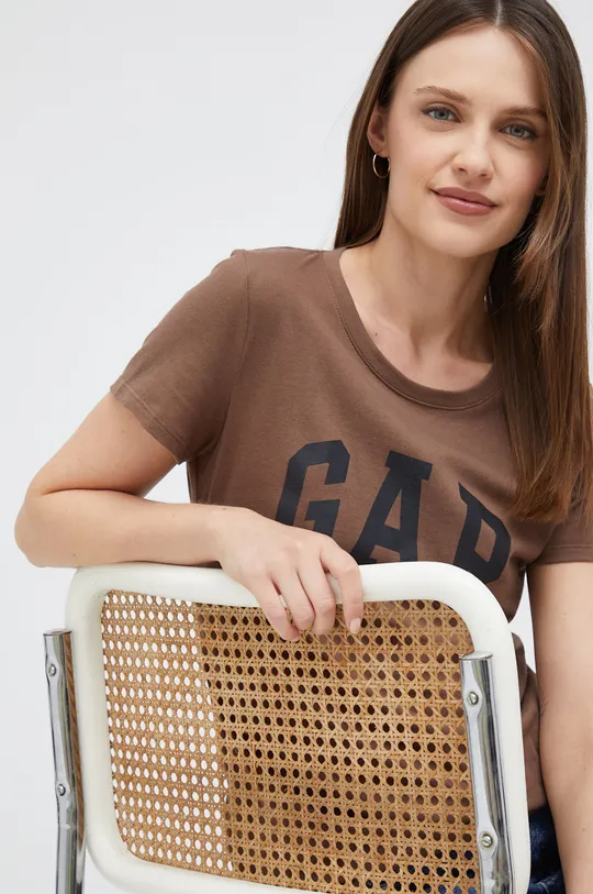 brązowy GAP t-shirt bawełniany