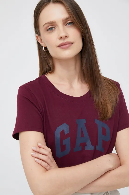 bordowy GAP t-shirt bawełniany