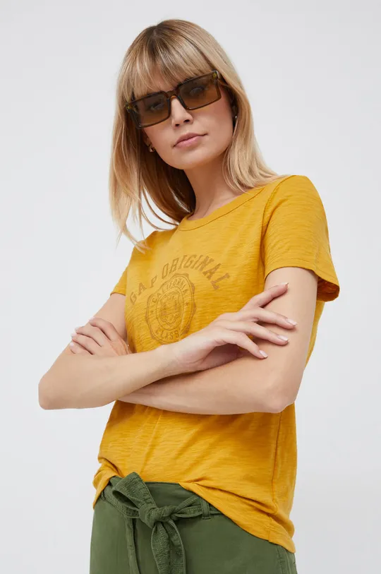 żółty GAP t-shirt bawełniany Damski