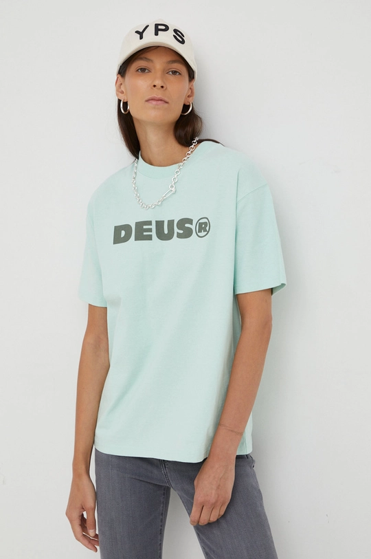 turkusowy Deus Ex Machina t-shirt bawełniany Damski