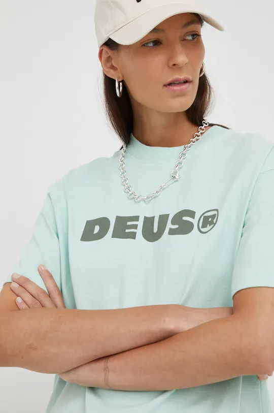 бирюзовый Хлопковая футболка Deus Ex Machina
