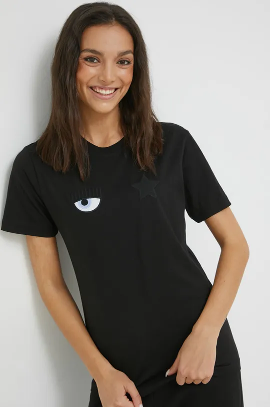 μαύρο Βαμβακερό μπλουζάκι Chiara Ferragni