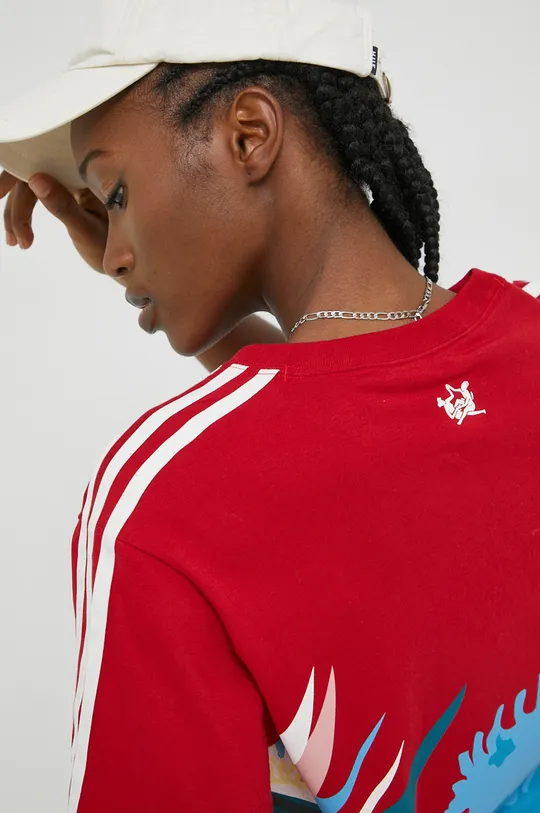 κόκκινο Βαμβακερό μπλουζάκι adidas Originals X Thebe Magugu