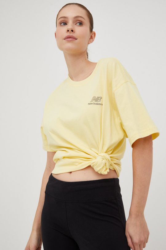 светложълт Памучна тениска New Balance Жіночий