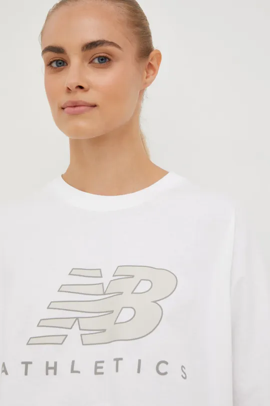 λευκό Βαμβακερό μπλουζάκι New Balance Γυναικεία