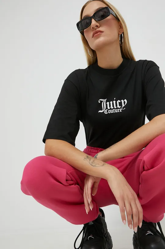 μαύρο Βαμβακερό μπλουζάκι Juicy Couture Γυναικεία