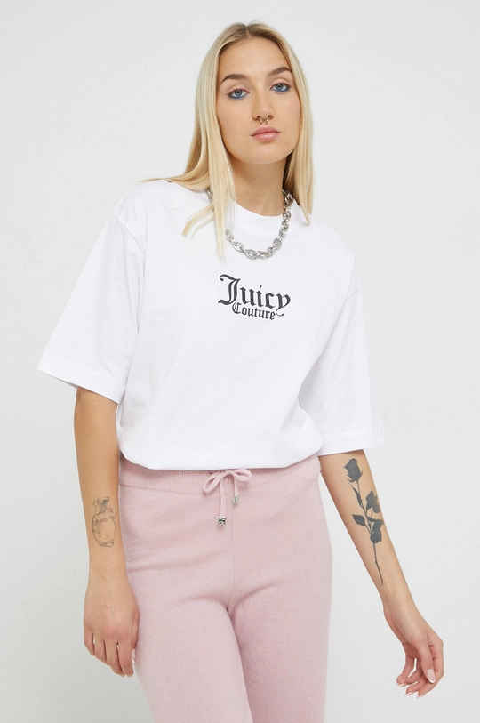 biały Juicy Couture t-shirt bawełniany Damski