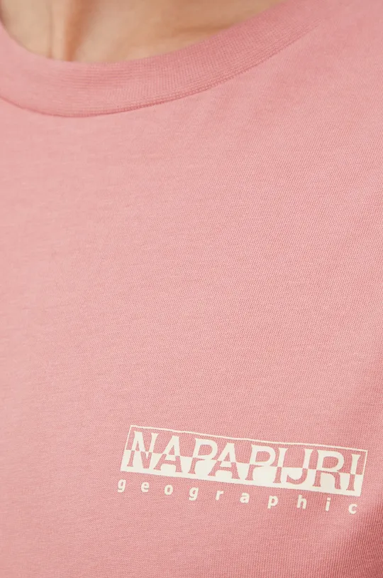 ροζ Βαμβακερή μπλούζα με μακριά μανίκια Napapijri