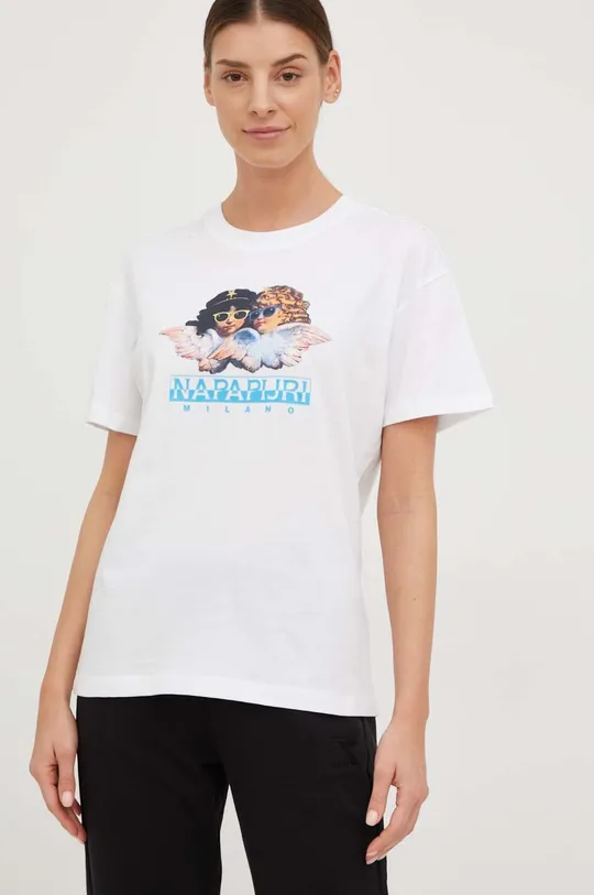 λευκό Βαμβακερό μπλουζάκι Napapijri X Fiorucci Γυναικεία