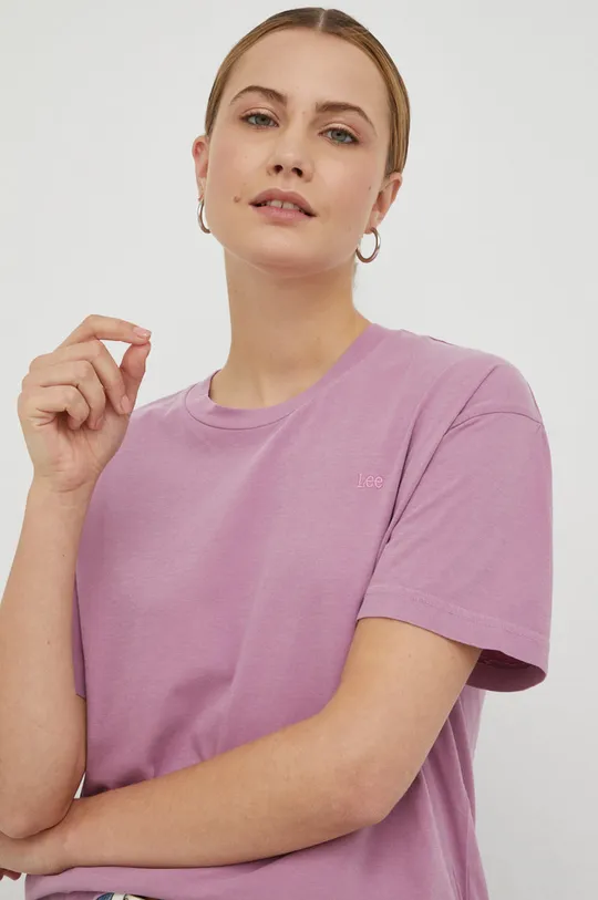 ροζ Βαμβακερό μπλουζάκι Lee Γυναικεία