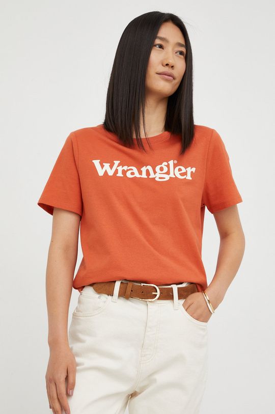 oranžová Bavlněné tričko Wrangler Dámský