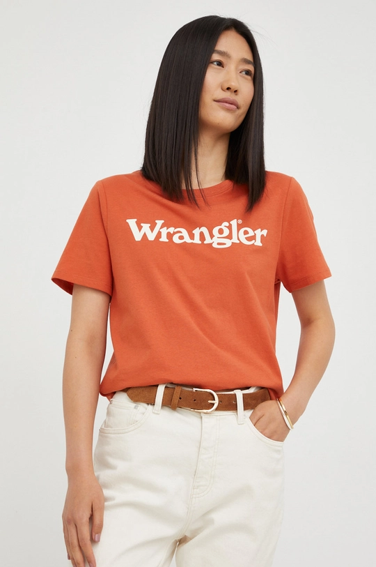 πορτοκαλί Βαμβακερό μπλουζάκι Wrangler Γυναικεία