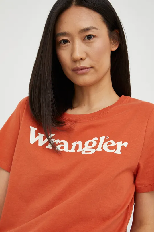 πορτοκαλί Βαμβακερό μπλουζάκι Wrangler