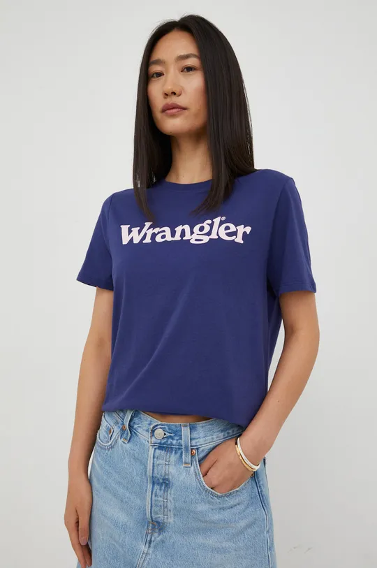 σκούρο μπλε Βαμβακερό μπλουζάκι Wrangler Γυναικεία