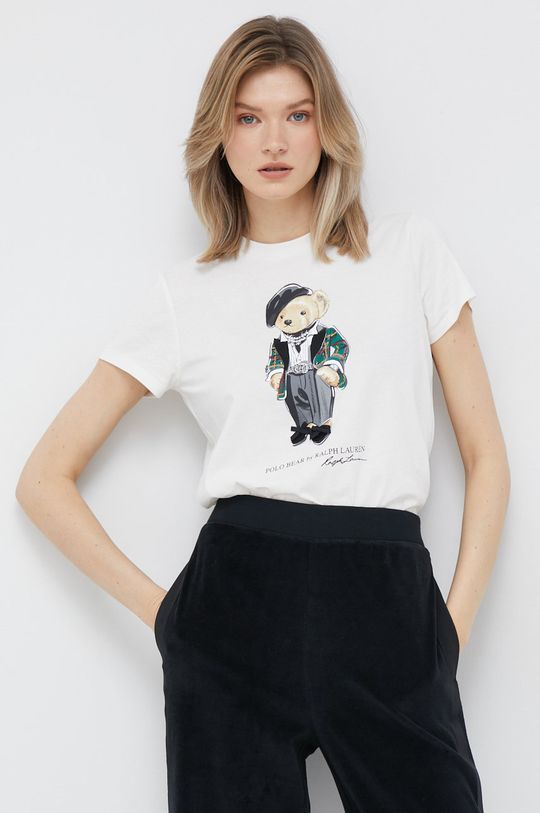 kremowy Polo Ralph Lauren t-shirt bawełniany Damski