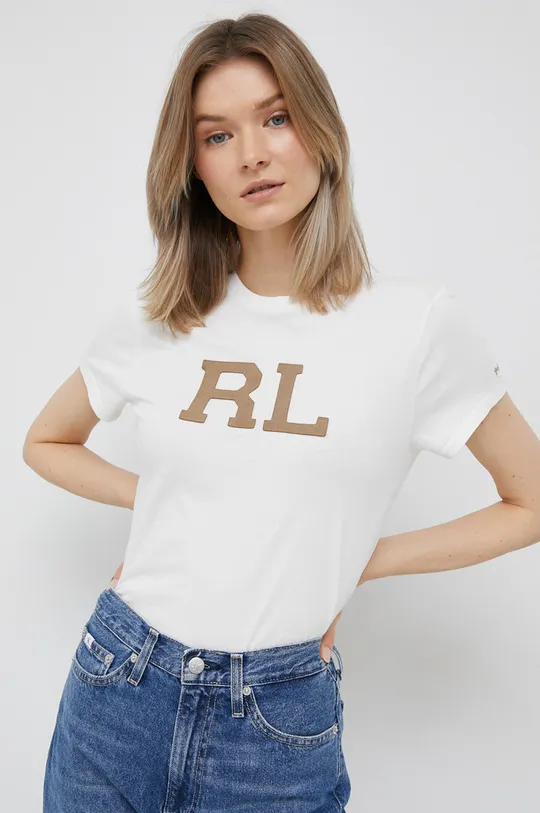 μπεζ Βαμβακερό μπλουζάκι Polo Ralph Lauren Γυναικεία