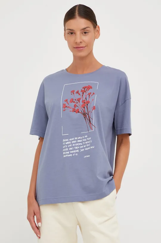 μπλε Βαμβακερό μπλουζάκι Outhorn Γυναικεία