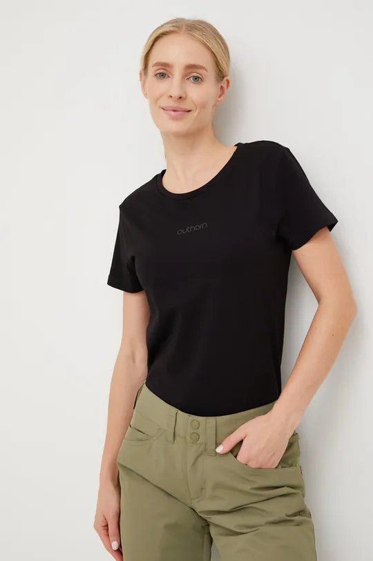μαύρο Βαμβακερό μπλουζάκι Outhorn Γυναικεία