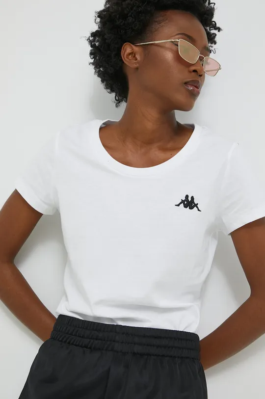 λευκό Βαμβακερό μπλουζάκι Kappa Γυναικεία