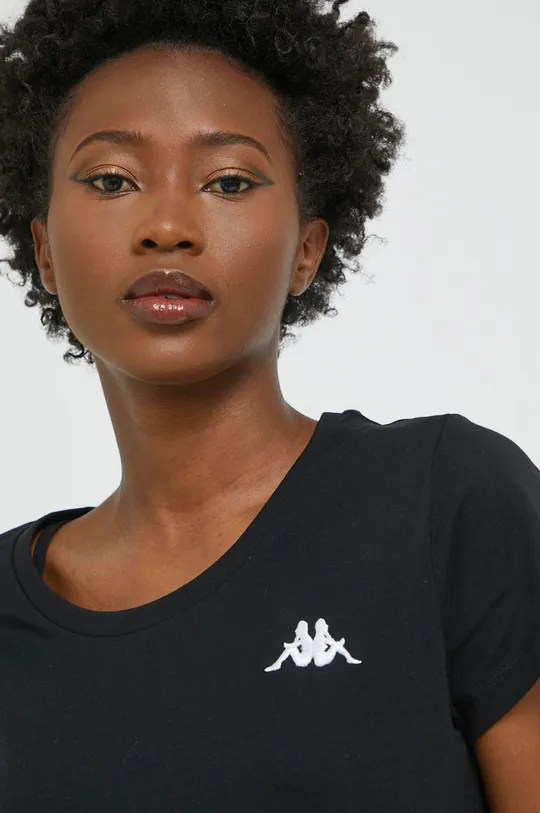 μαύρο Βαμβακερό μπλουζάκι Kappa Γυναικεία
