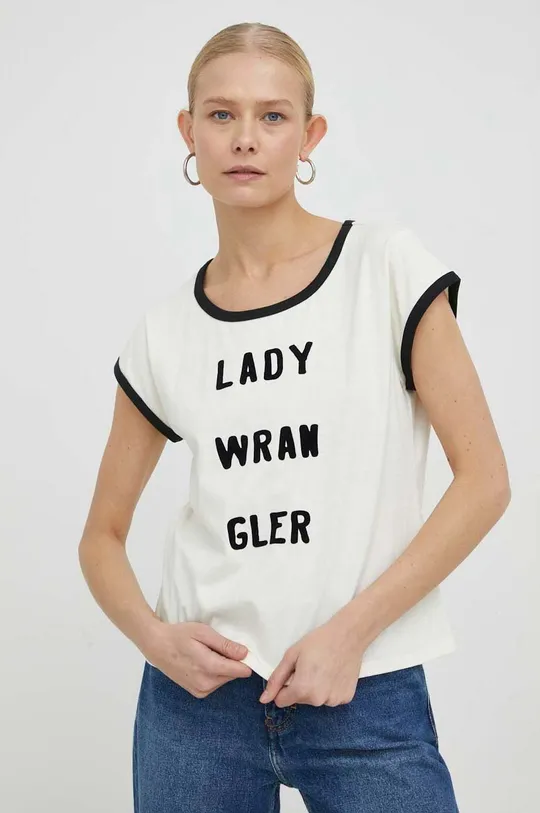 μπεζ Βαμβακερό μπλουζάκι Wrangler X Leon Bridges Γυναικεία