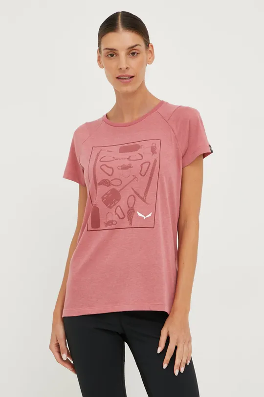 ροζ Αθλητικό μπλουζάκι Salewa Pure Box Γυναικεία