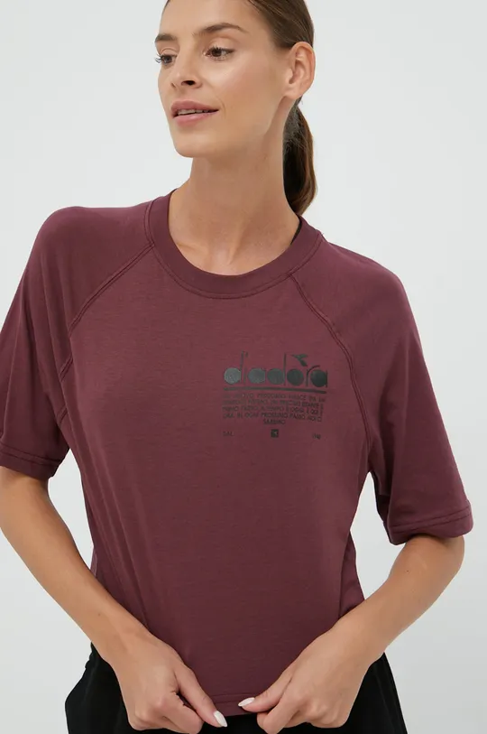 fioletowy Diadora t-shirt bawełniany Damski