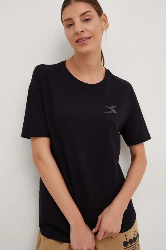 μαύρο Βαμβακερό μπλουζάκι Diadora Γυναικεία
