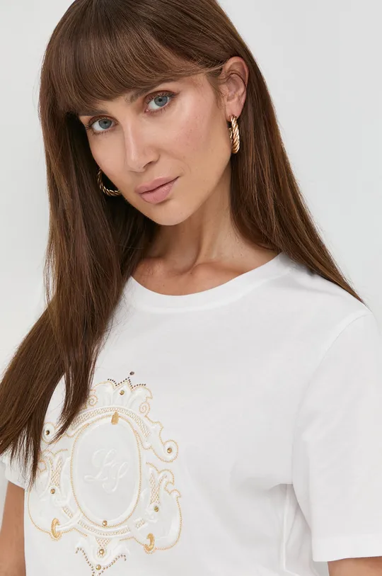 λευκό Βαμβακερό μπλουζάκι Luisa Spagnoli