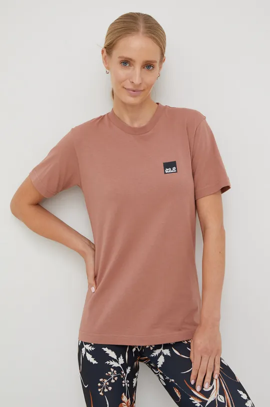 różowy Jack Wolfskin t-shirt bawełniany Damski