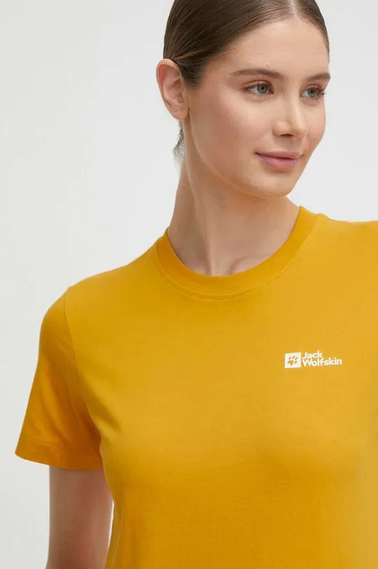 Βαμβακερό μπλουζάκι Jack Wolfskin κίτρινο
