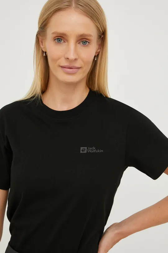 μαύρο Βαμβακερό μπλουζάκι Jack Wolfskin Γυναικεία