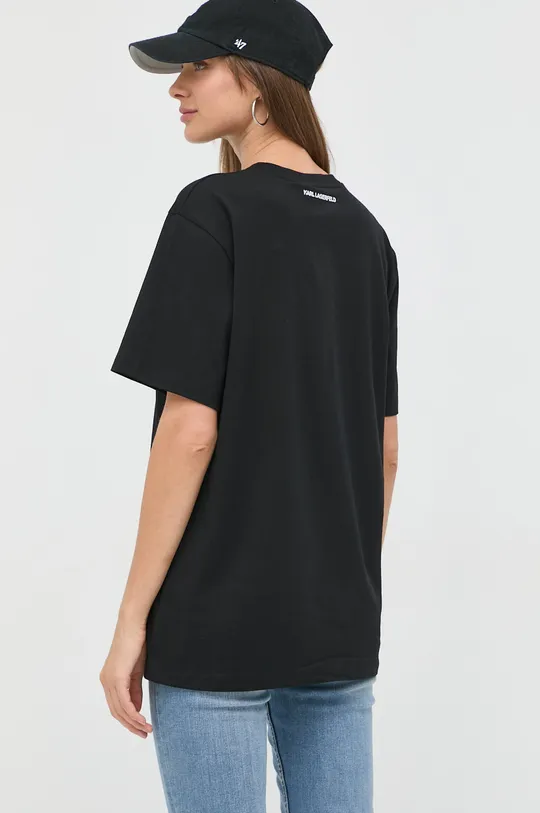 czarny Karl Lagerfeld t-shirt bawełniany Karl Lagerfeld x Cara Delevingne